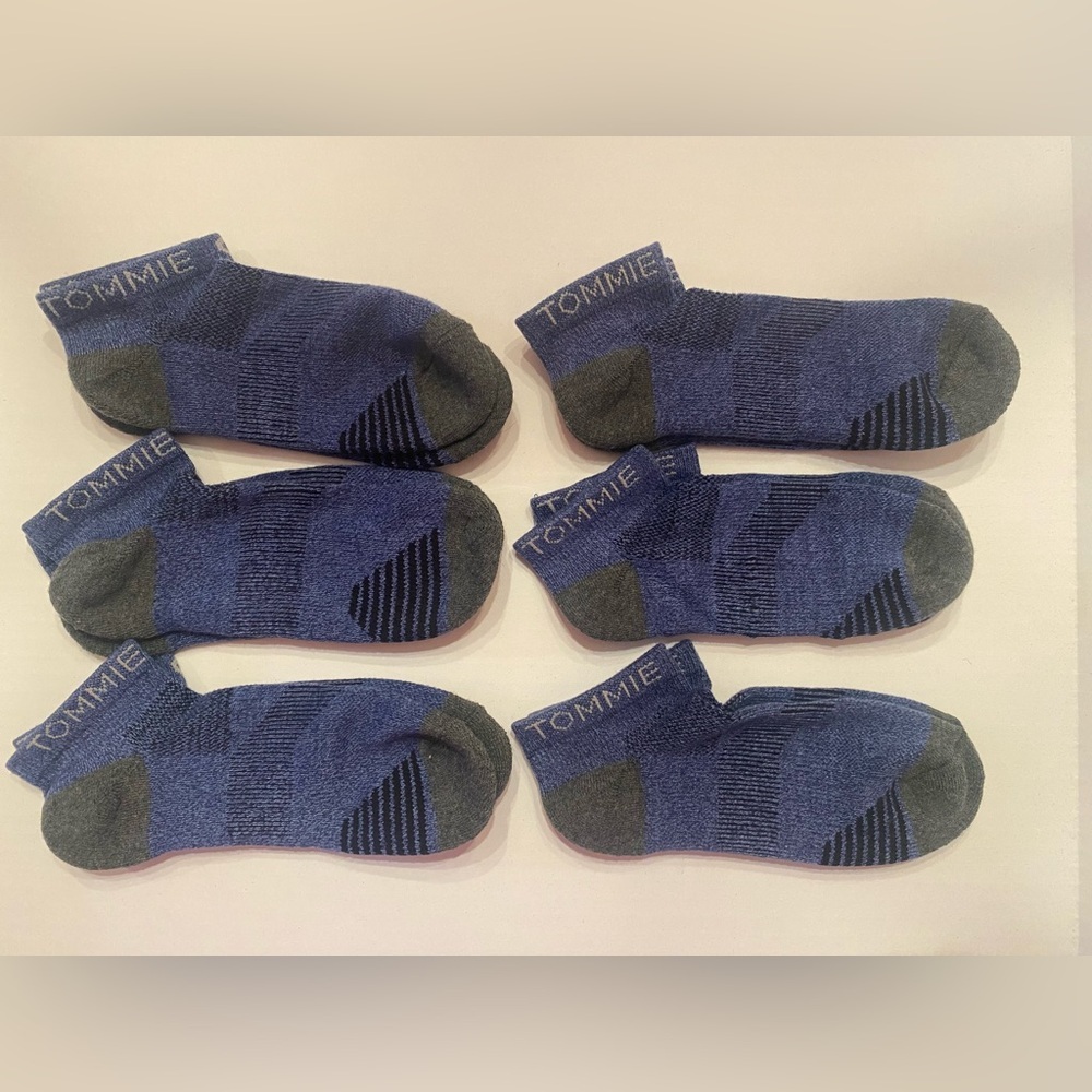 TOMMIE COPPER 6 Pair Athletic Ankle Socks Unisex Blue‎ Size Large NWOT